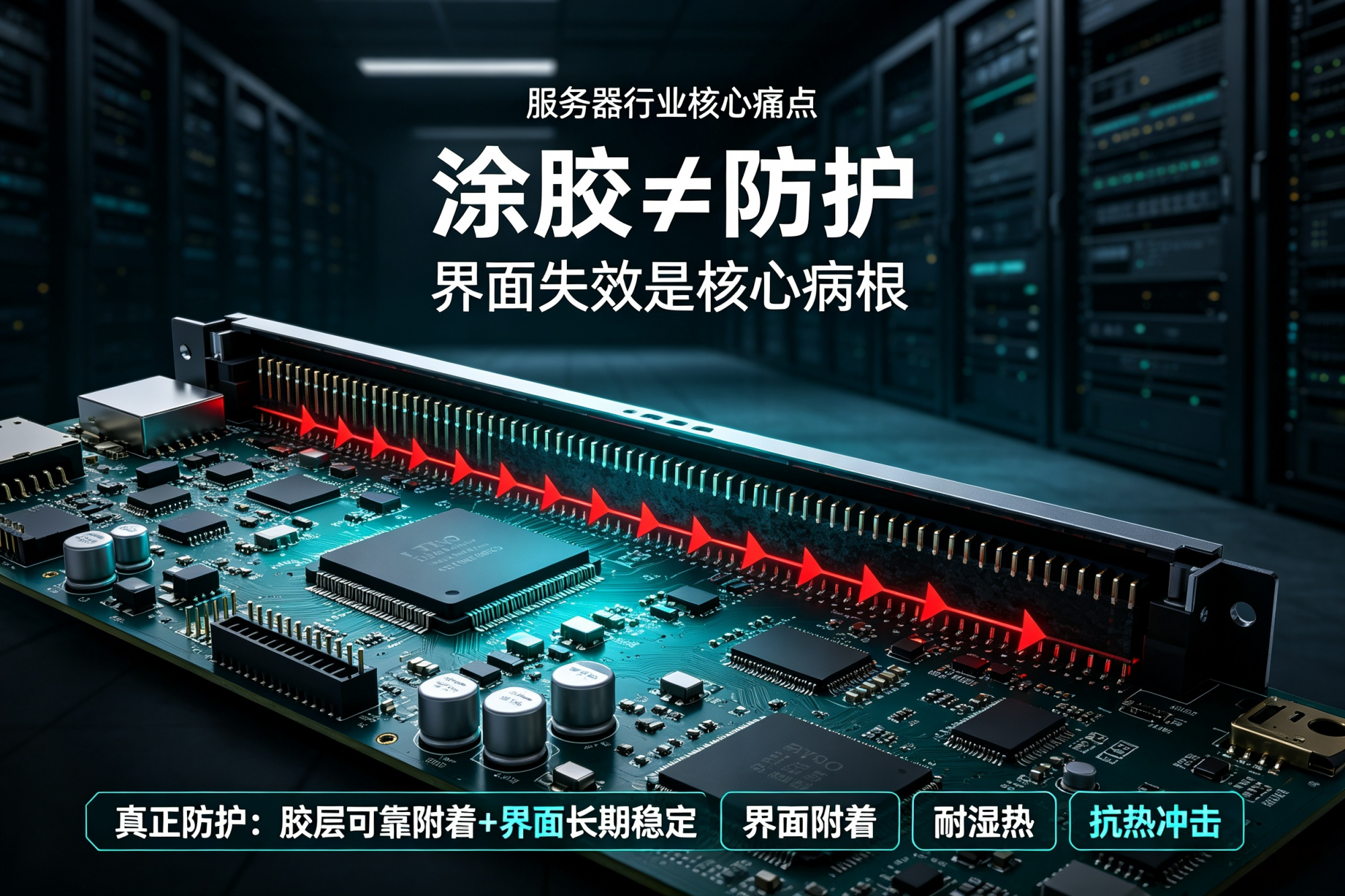 三防胶选型指南系列：附着力失效与界面腐蚀解决方案（主打场景：服务器PCB）