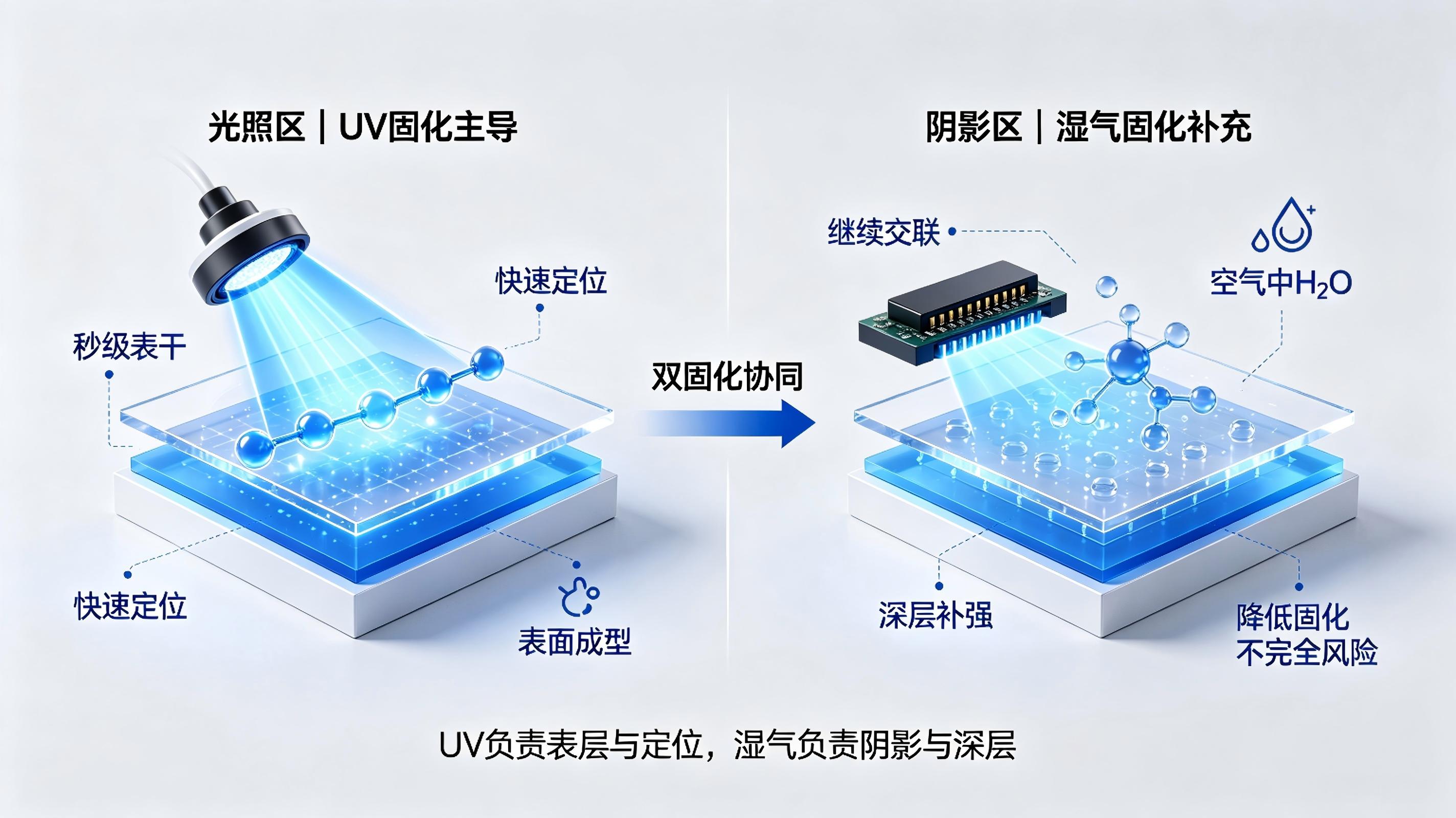 泰亚UV+湿气双固化胶-固化机制 泰亚UV+湿气双固化胶-固化机制